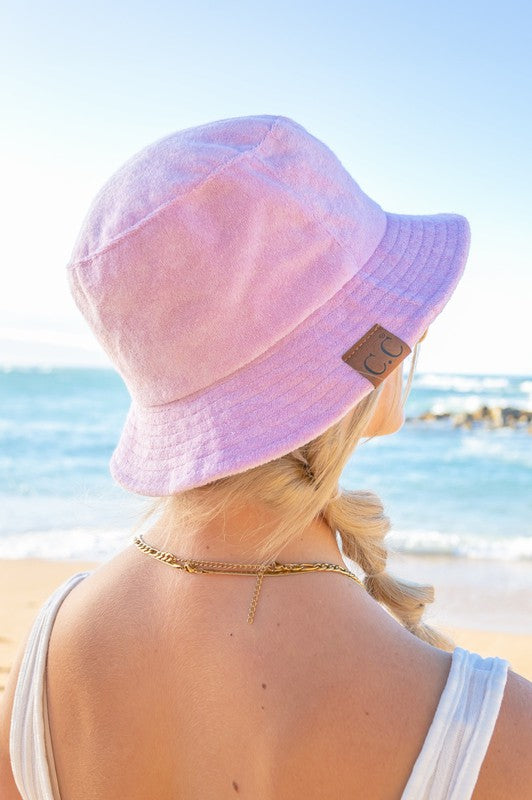 CC Terry Cloth Bucket Hat | Casual Woman's Solid Viscose Polyester Bucket Hat