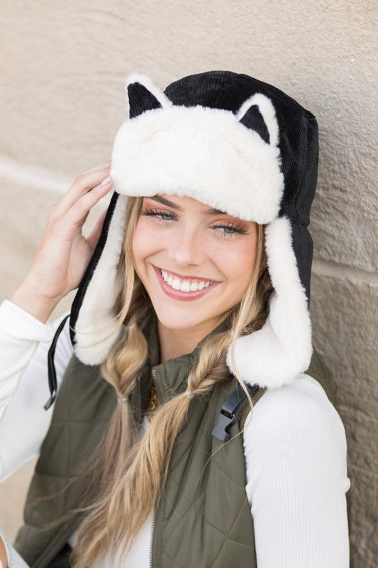 Kitten Ear Trapper Hat | Super Soft Faux Fur Plush Lining Hat With Flap Detail