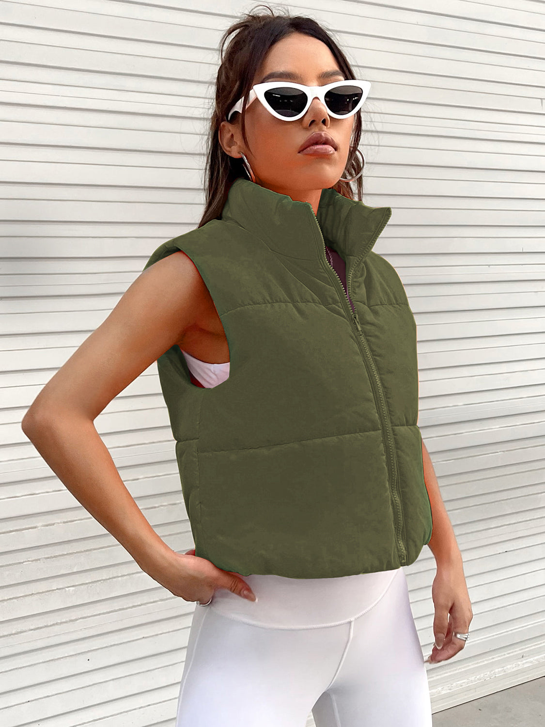 Zip-Up Puffer Vest | Sleeveless Casual Raincoat Vibrant Vest | Zip Up Vest