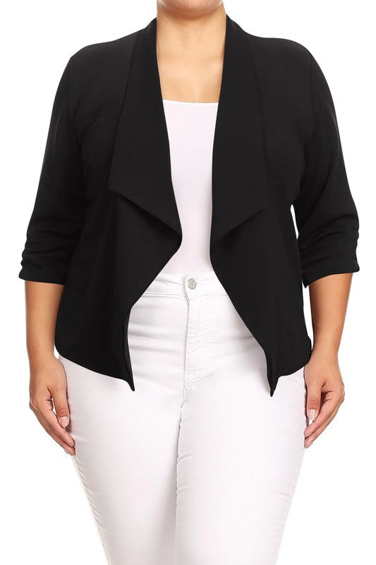 Plus size Solid waist length jacket in a loose fit Moa Collection