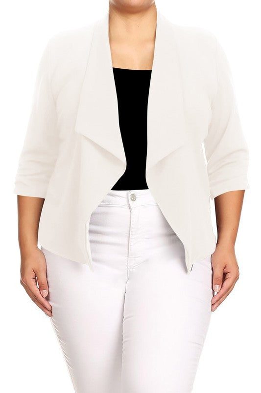 Plus size Solid waist length jacket in a loose fit Moa Collection