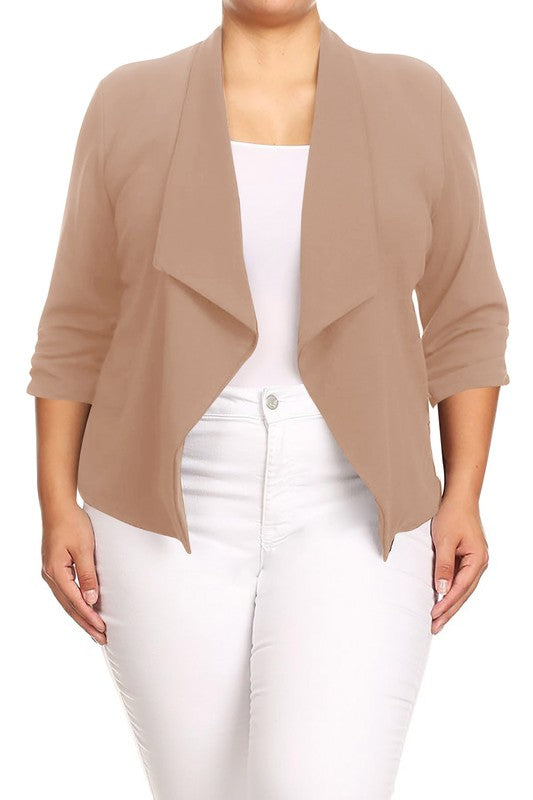 Plus size Solid waist length jacket in a loose fit Moa Collection