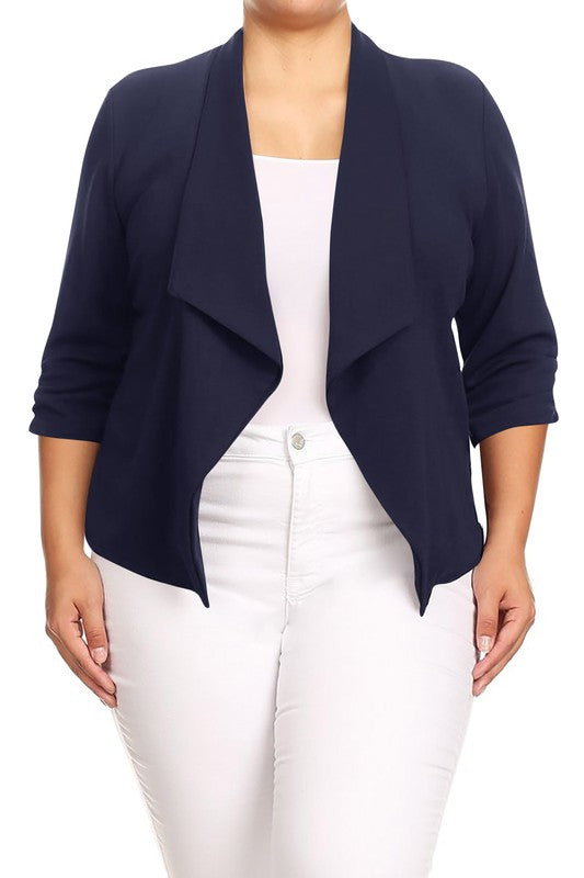 Plus size Solid waist length jacket in a loose fit Moa Collection