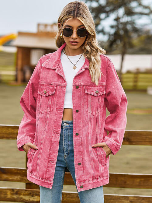 Collared Neck Denim Jacket With Pockets | Woman's Jacket With Inner Pockets