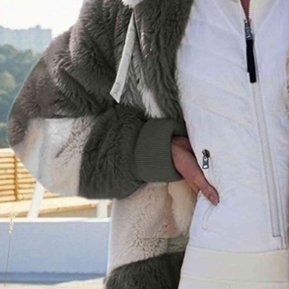 Color Block Zip-Up Hooded Jacket | Pocketed Polyester Jacket With Drawstring