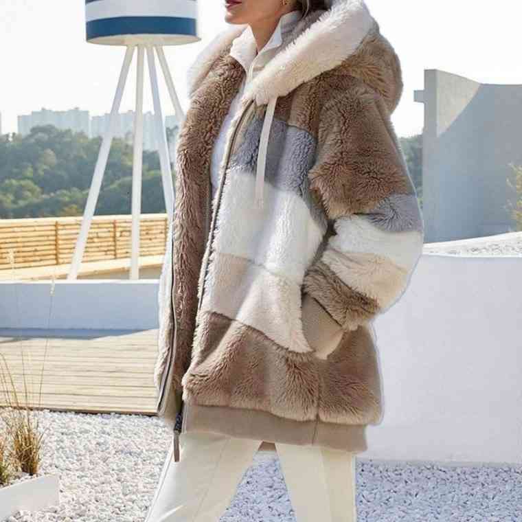 Color Block Zip-Up Hooded Jacket | Pocketed Polyester Jacket With Drawstring