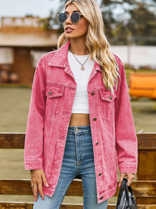 Collared Neck Denim Jacket With Pockets | Woman's Jacket With Inner Pockets