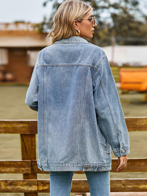 Collared Neck Denim Jacket With Pockets | Woman's Jacket With Inner Pockets