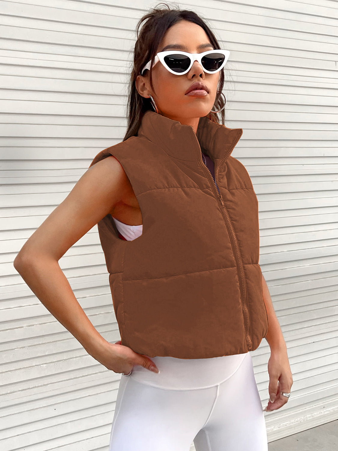 Zip-Up Puffer Vest | Sleeveless Casual Raincoat Vibrant Vest | Zip Up Vest