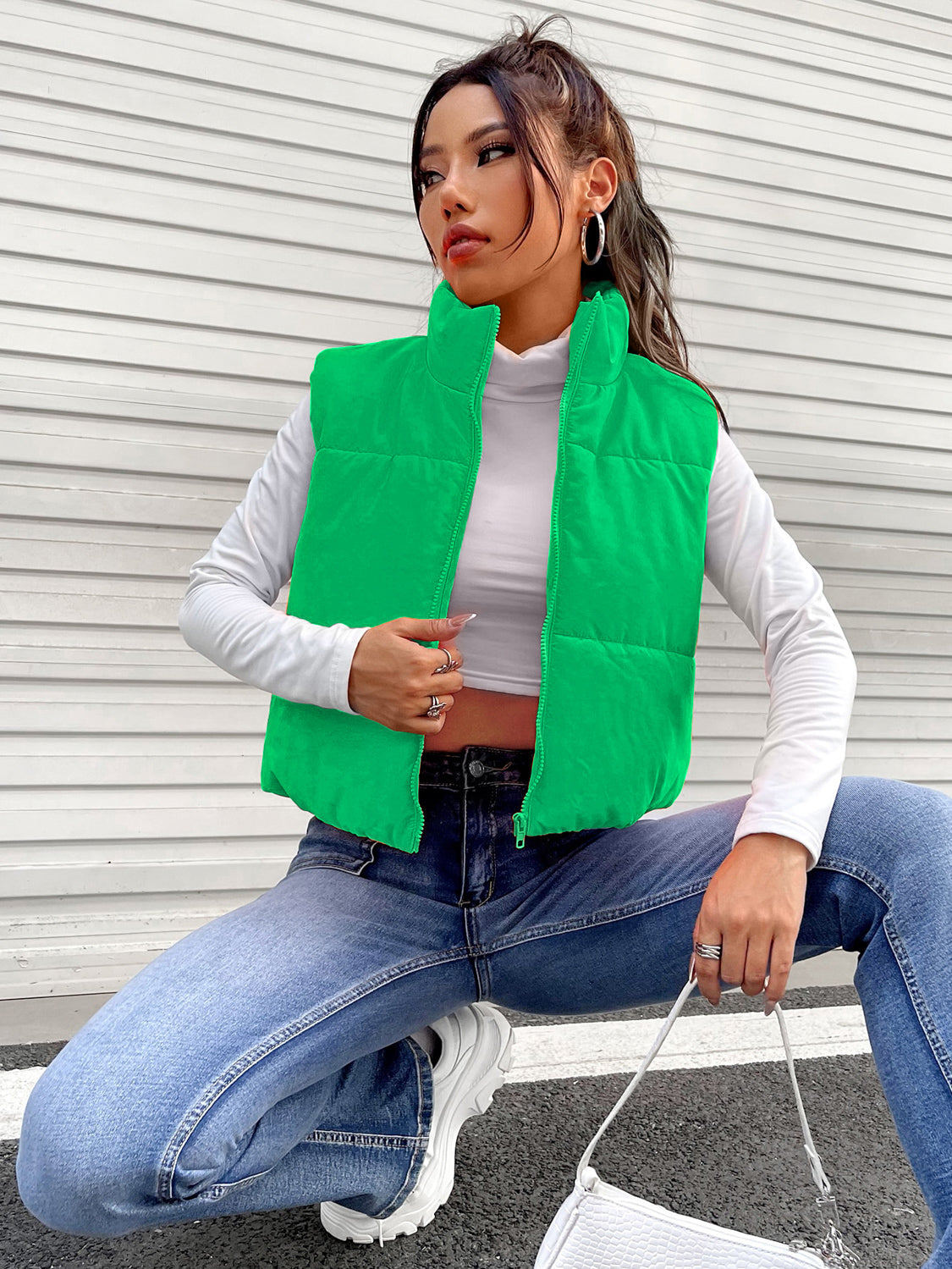 Zip-Up Puffer Vest | Sleeveless Casual Raincoat Vibrant Vest | Zip Up Vest