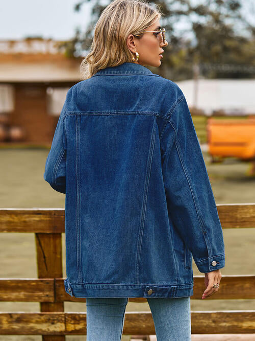 Collared Neck Denim Jacket With Pockets | Woman's Jacket With Inner Pockets