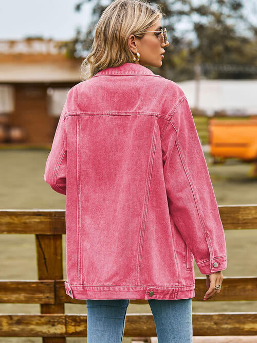 Collared Neck Denim Jacket With Pockets | Woman's Jacket With Inner Pockets