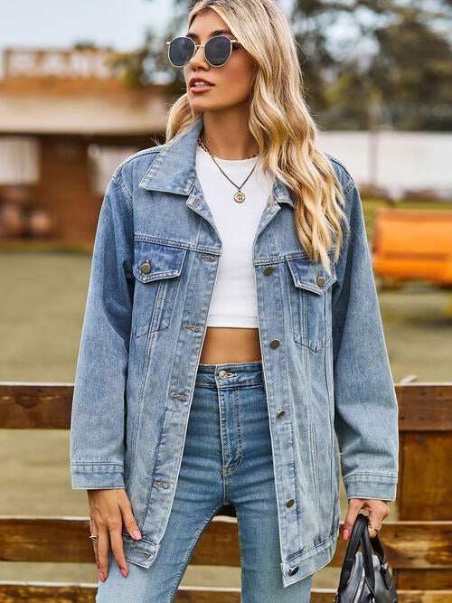Collared Neck Denim Jacket With Pockets | Woman's Jacket With Inner Pockets