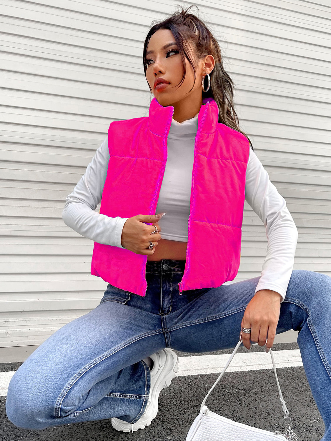 Zip-Up Puffer Vest | Sleeveless Casual Raincoat Vibrant Vest | Zip Up Vest