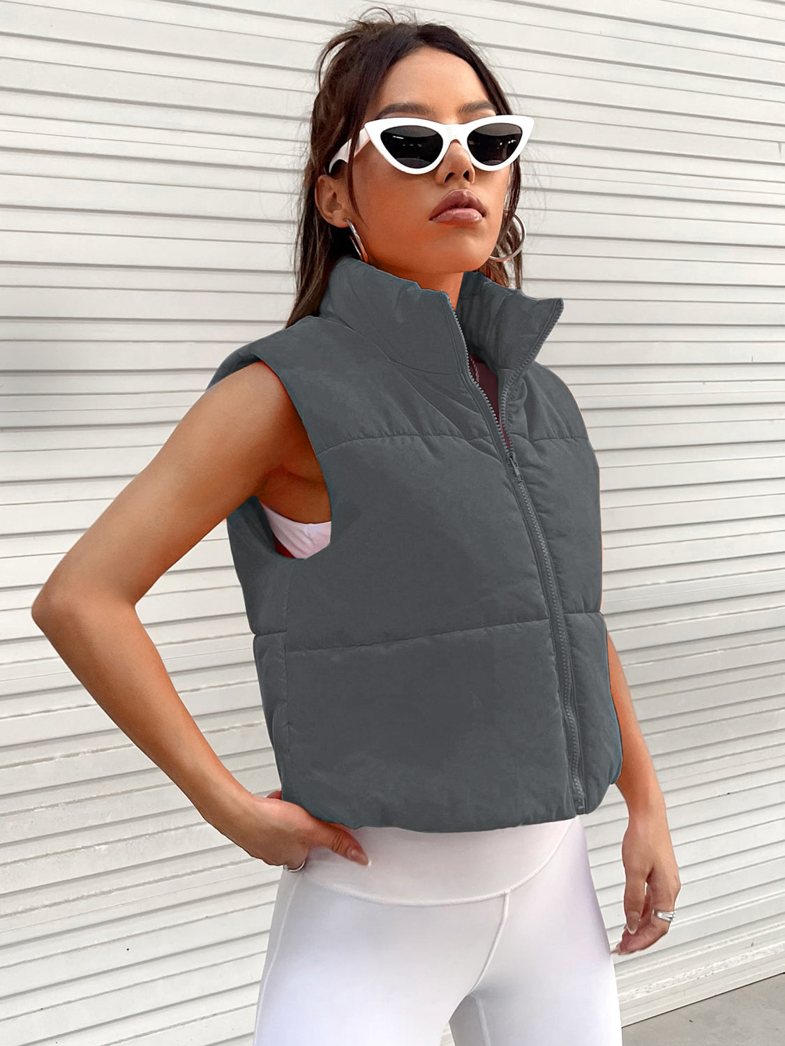 Zip-Up Puffer Vest | Sleeveless Casual Raincoat Vibrant Vest | Zip Up Vest