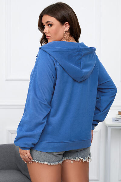 Plus Size Quarter Zip Raglan Sleeve Hoodie | Casual Hoodie With Kangaroo Pocket