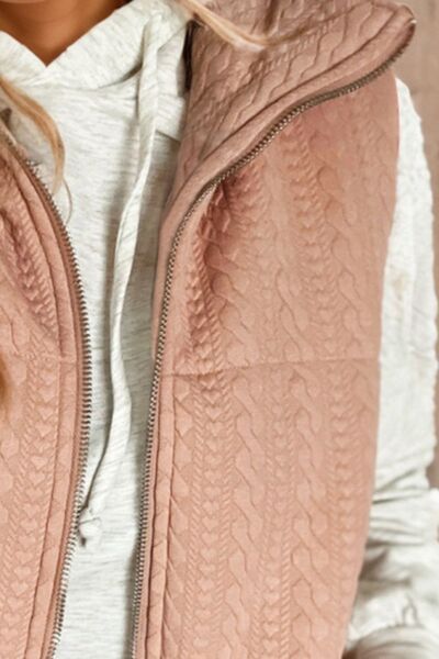 Zip Up Pocketed Vest Coat | Woman's Casual Cropped Pocketed Polyester Vest