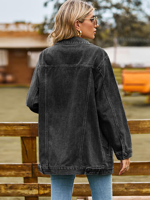 Collared Neck Denim Jacket With Pockets | Woman's Jacket With Inner Pockets