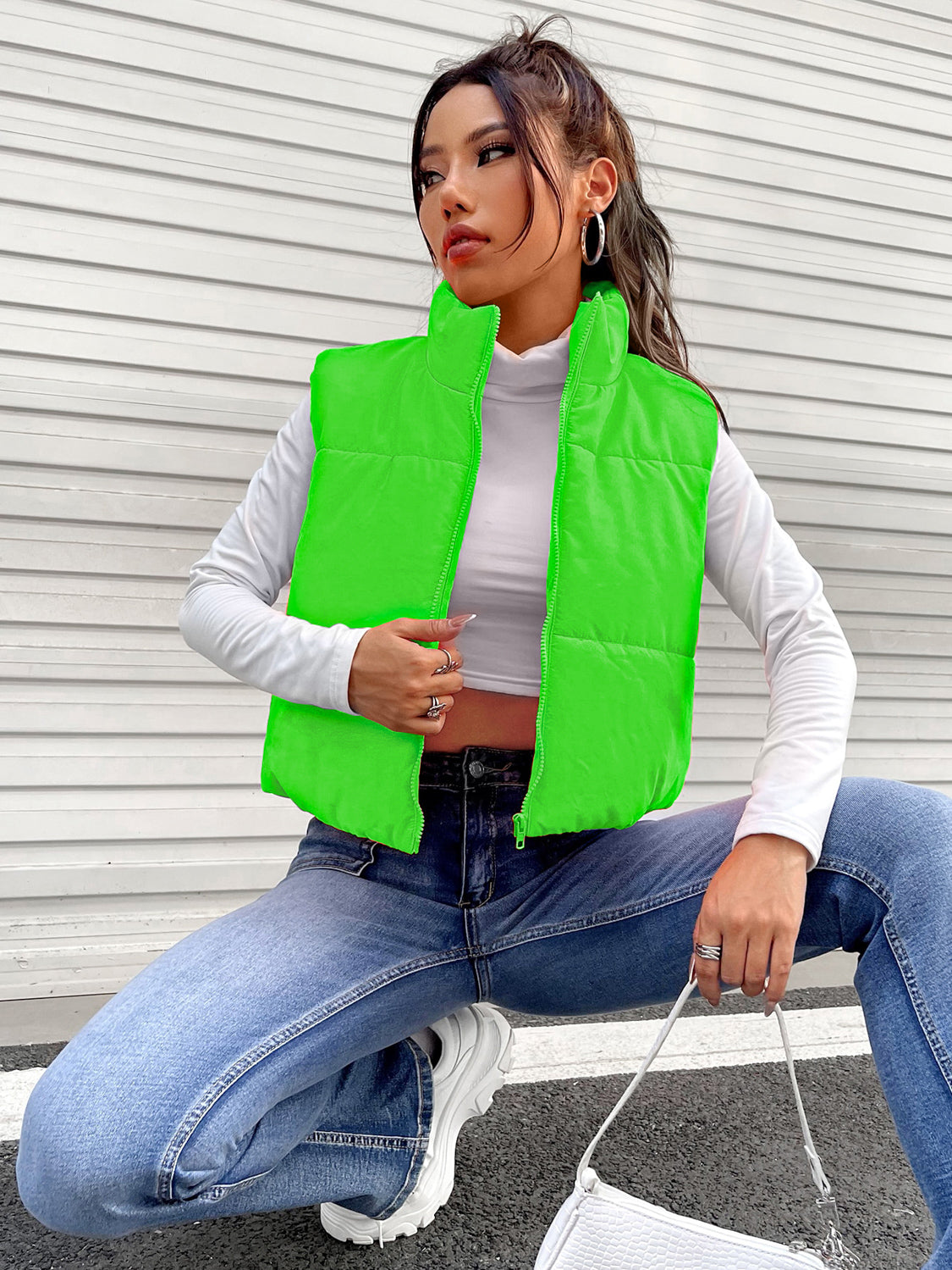 Zip-Up Puffer Vest | Sleeveless Casual Raincoat Vibrant Vest | Zip Up Vest