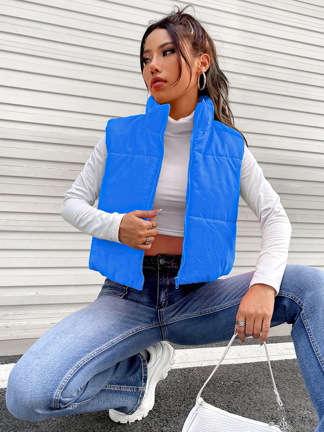 Zip-Up Puffer Vest | Sleeveless Casual Raincoat Vibrant Vest | Zip Up Vest