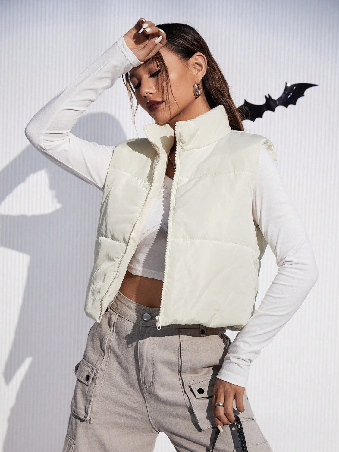 Zip-Up Puffer Vest | Sleeveless Casual Raincoat Vibrant Vest | Zip Up Vest