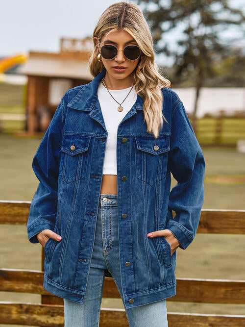 Collared Neck Denim Jacket With Pockets | Woman's Jacket With Inner Pockets