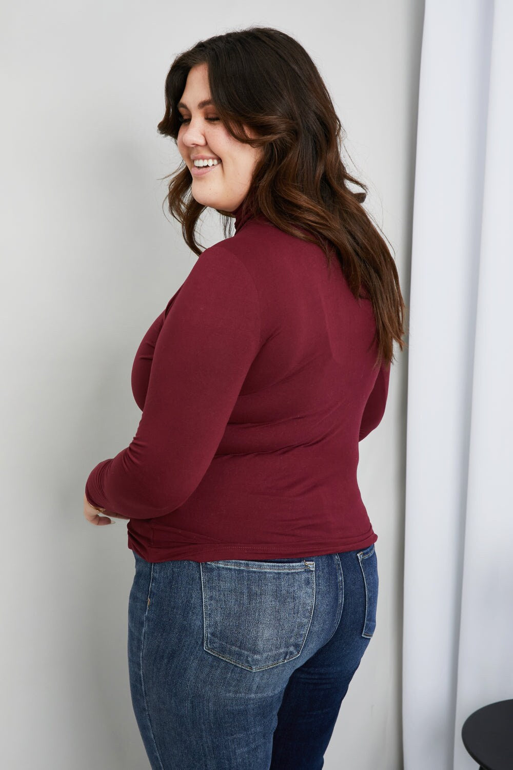 Zenana Better Odds Full Size Microfiber Turtleneck Top in Burgundy | Dark Red Warm Soft Cozy Winter and Autumn High Neck Women Sweater daycasual..com