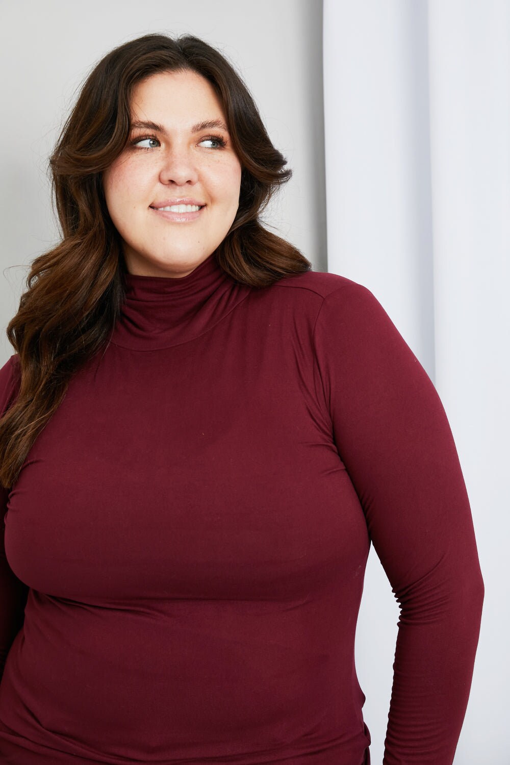 Zenana Better Odds Full Size Microfiber Turtleneck Top in Burgundy | Dark Red Warm Soft Cozy Winter and Autumn High Neck Women Sweater daycasual..com