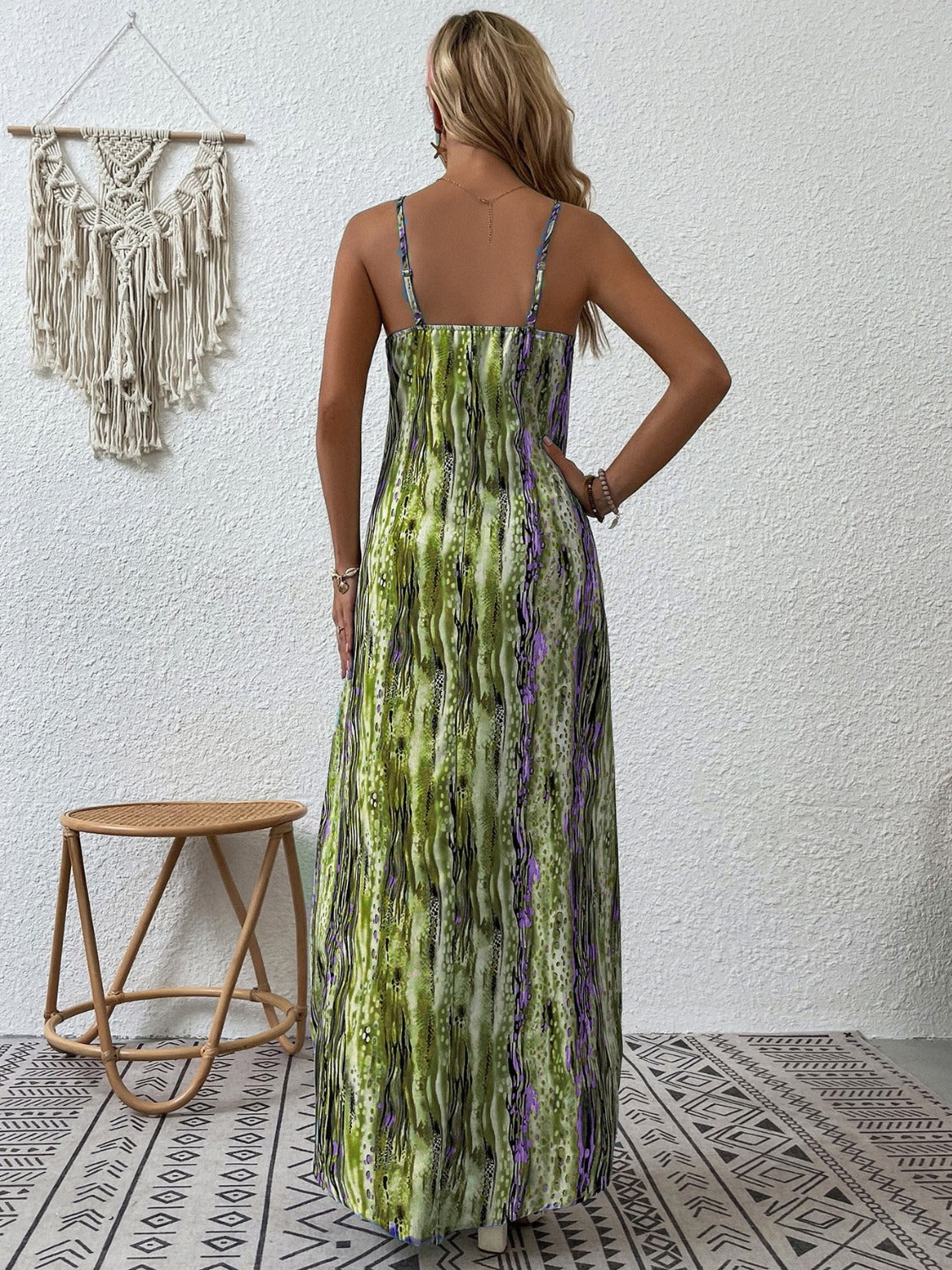 Full Size Printed Scoop Neck Maxi Cami Dress | Sleeveless Relaxed Spandex Dress