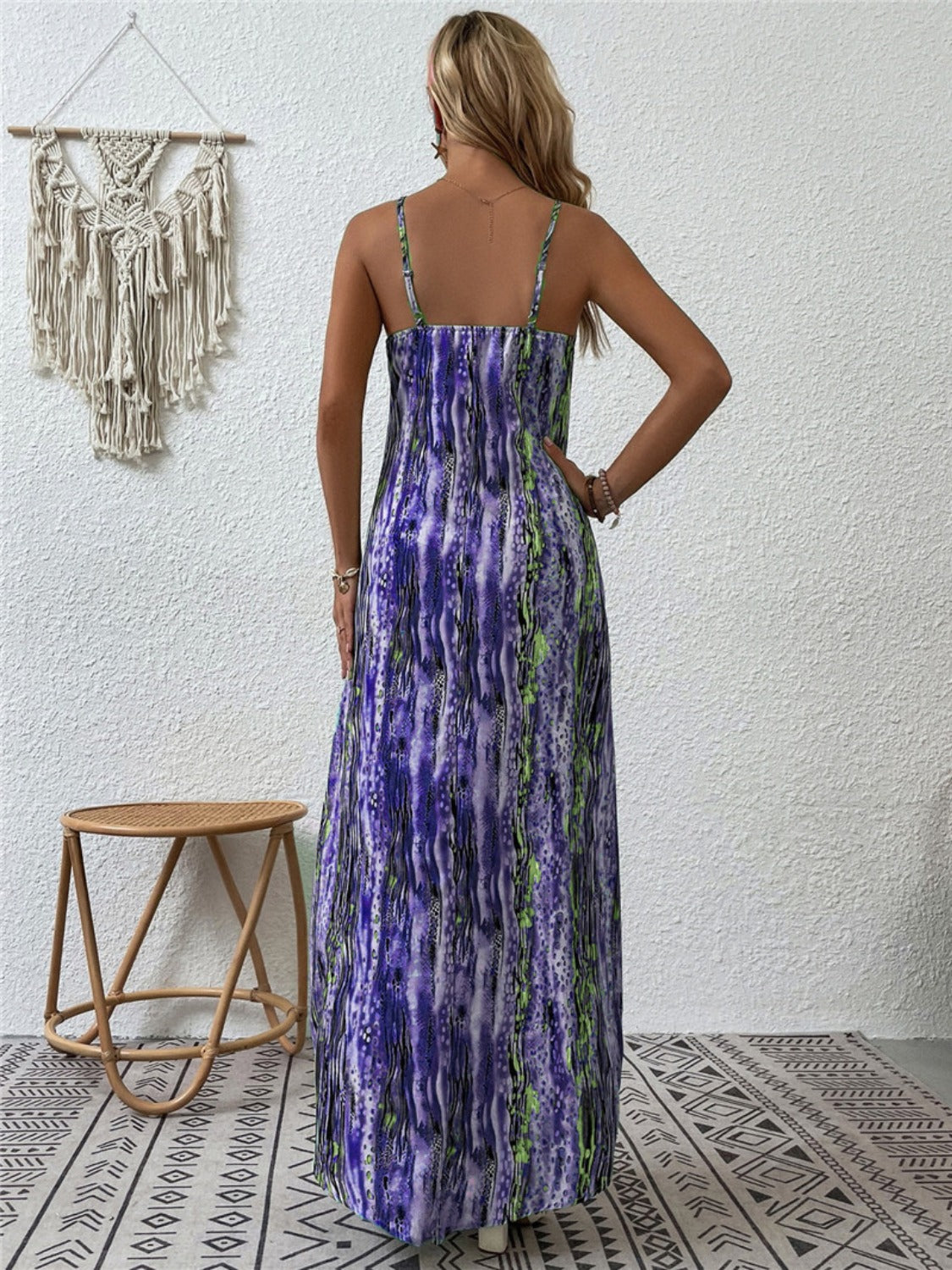 Full Size Printed Scoop Neck Maxi Cami Dress | Sleeveless Relaxed Spandex Dress