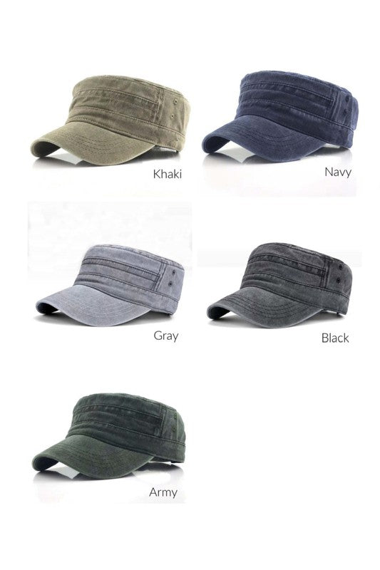 Distressed Cadet Hat Cap | Casual Hat Cap With Adjustable Clasp & Low Profile