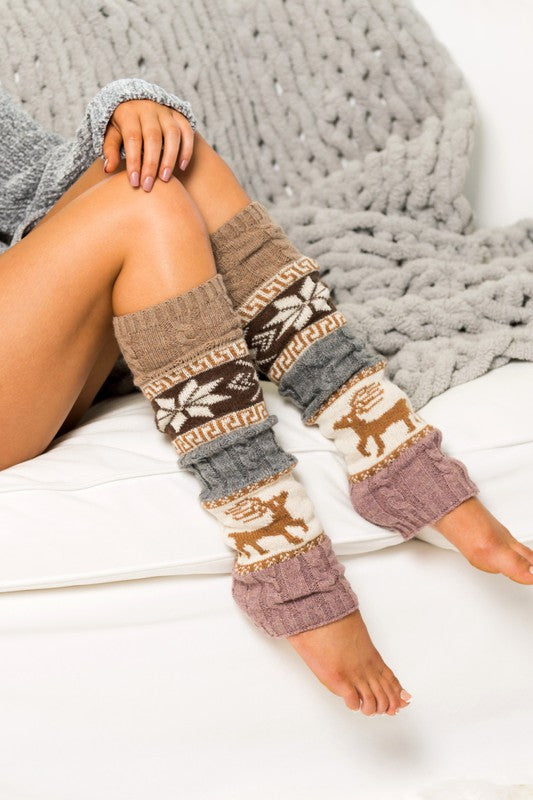 Nordic Snowflake Leg Warmers | Soft-Spun Acrylic Leg Warmers With Nordic Print