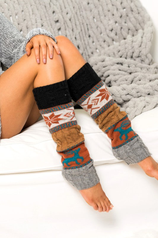 Nordic Snowflake Leg Warmers | Soft-Spun Acrylic Leg Warmers With Nordic Print