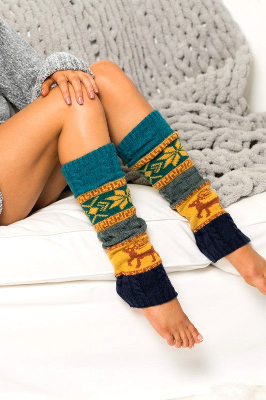 Nordic Snowflake Leg Warmers | Soft-Spun Acrylic Leg Warmers With Nordic Print