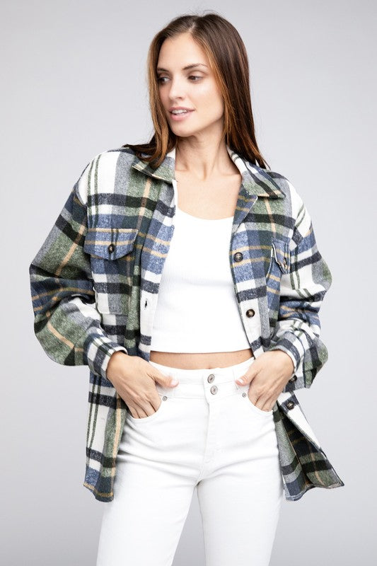 Textured Shirts With Big Checkered Point | Collar Neck Buttoned Polyester Shirt