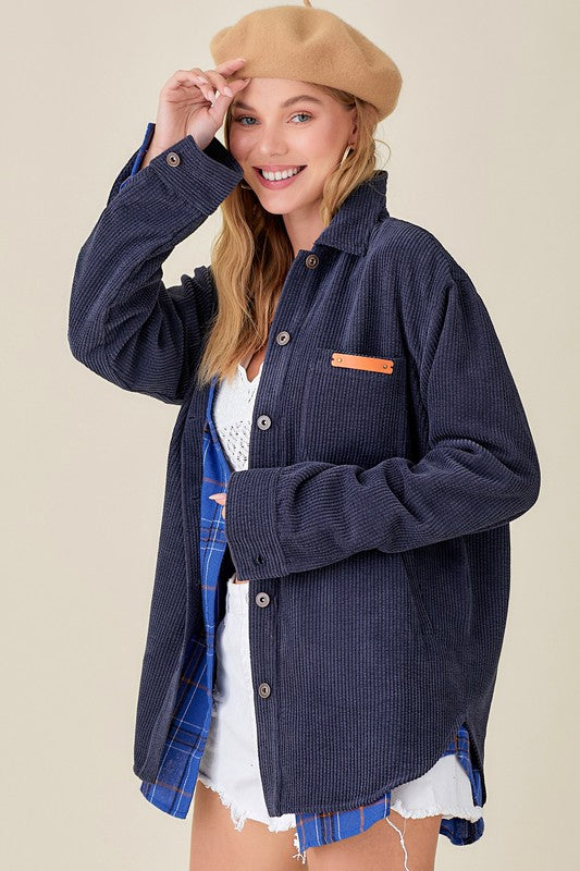 Madera Shacket | Solid Polyester Shacket With Button Closure & Collar Neckline