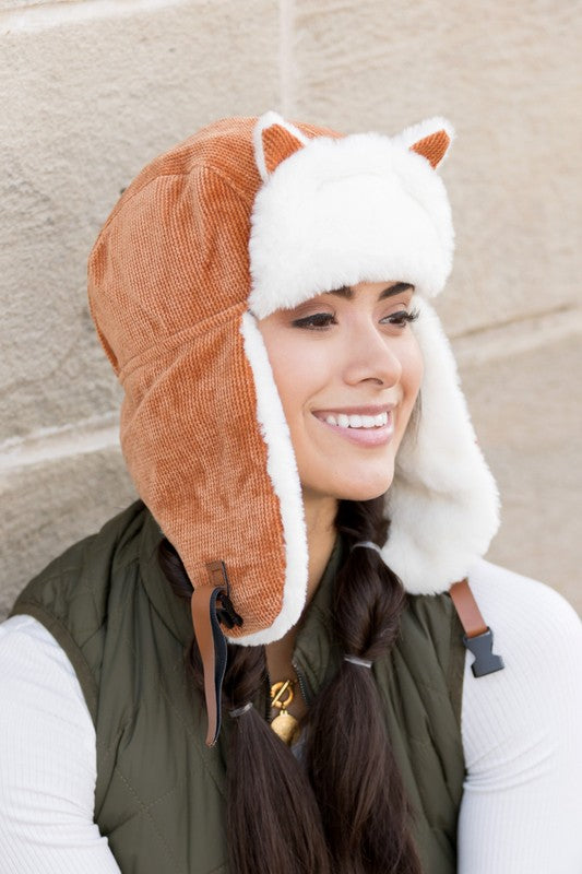 Kitten Ear Trapper Hat | Super Soft Faux Fur Plush Lining Hat With Flap Detail