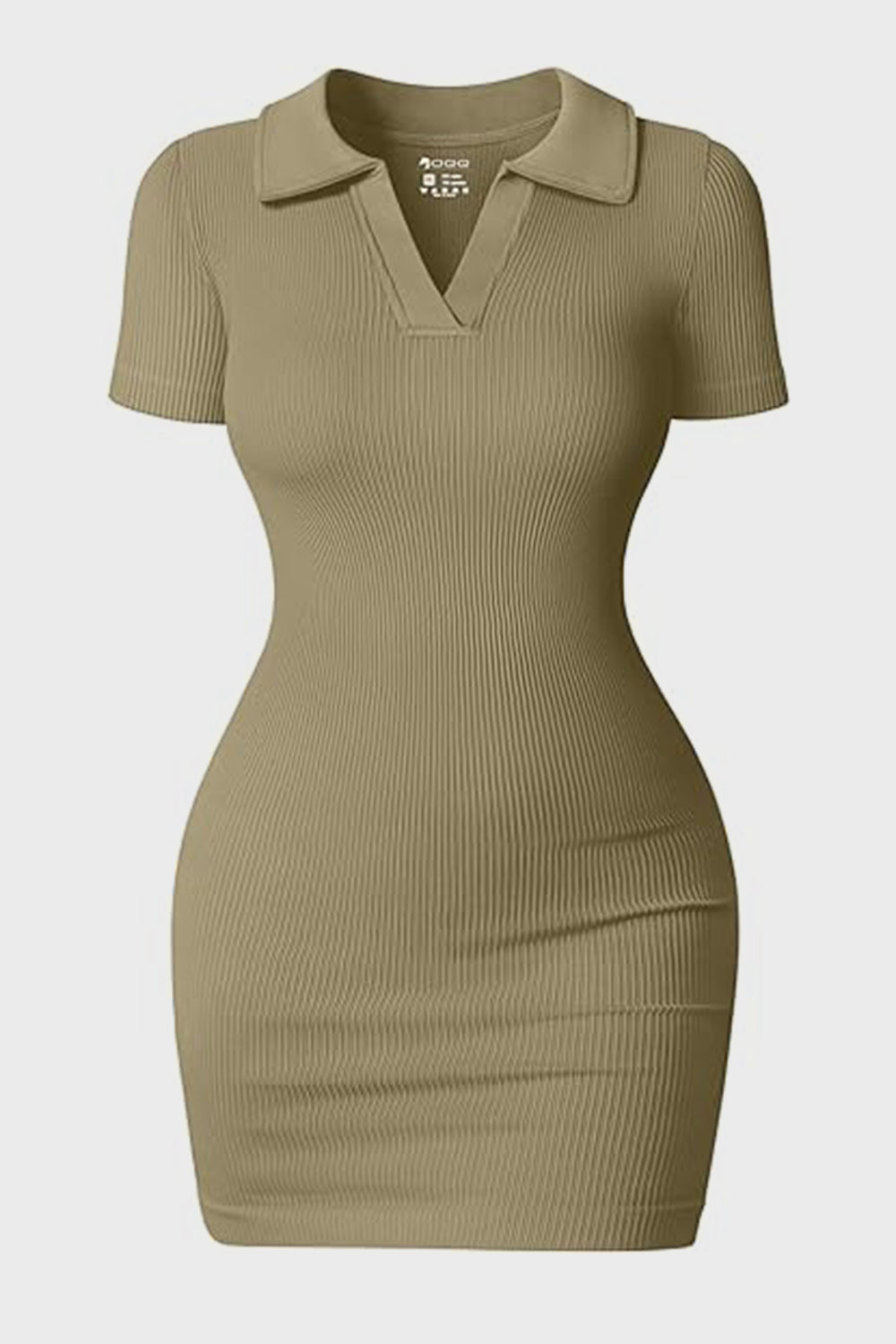 Johnny Collar Short Sleeve Active Dress | Mini Bodycon Solid Nylon Dress