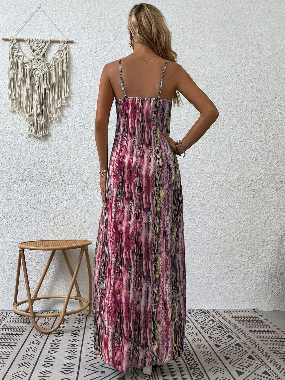 Full Size Printed Scoop Neck Maxi Cami Dress | Sleeveless Relaxed Spandex Dress