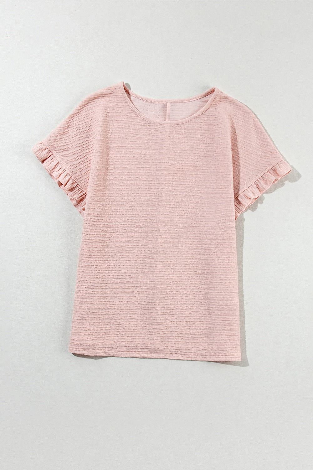 Round Neck Frill Short Sleeve T-Shirt