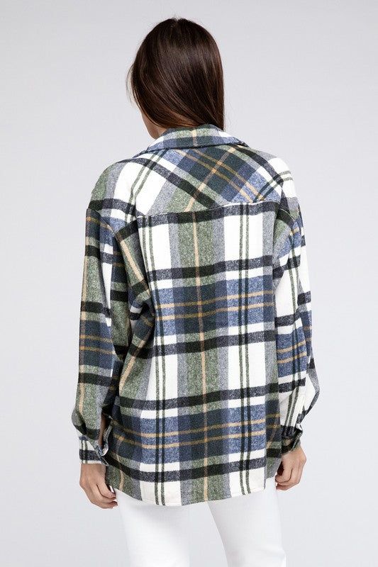 Textured Shirts With Big Checkered Point | Collar Neck Buttoned Polyester Shirt