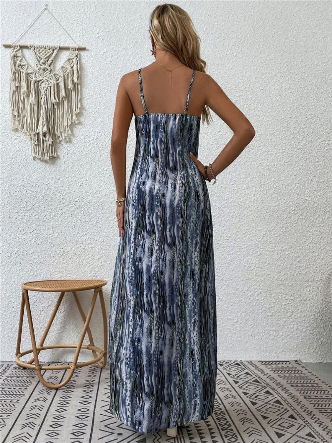 Full Size Printed Scoop Neck Maxi Cami Dress | Sleeveless Relaxed Spandex Dress