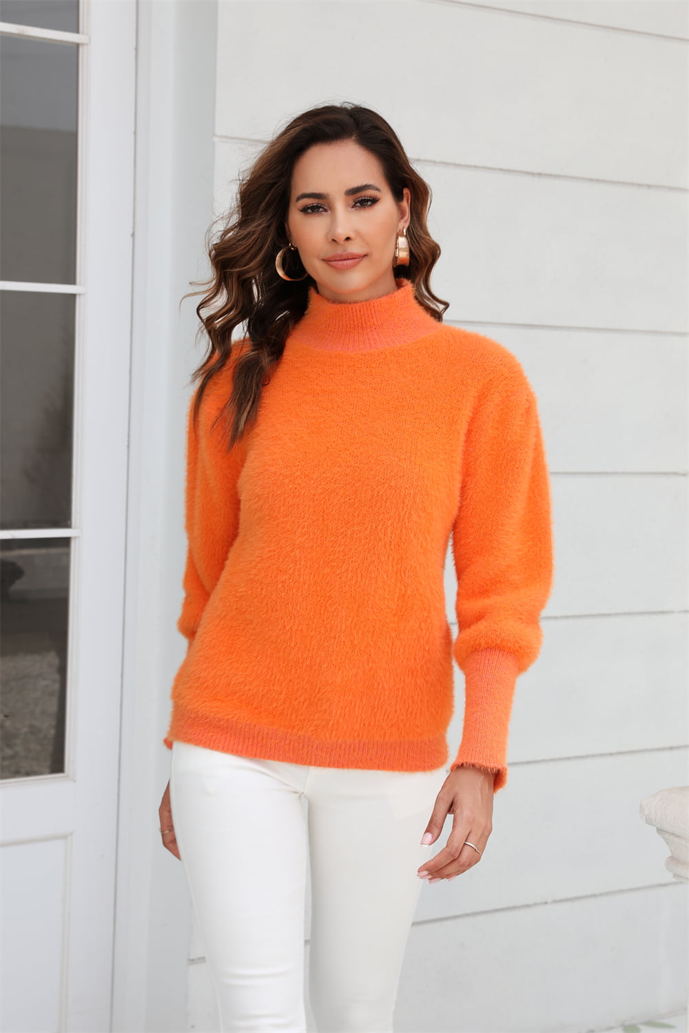 Turtle Neck Long Sleeve Pullover Sweater