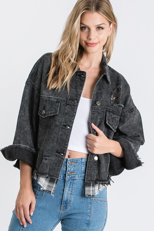 PLAID INNER PATCHED DENIM LITZ LA