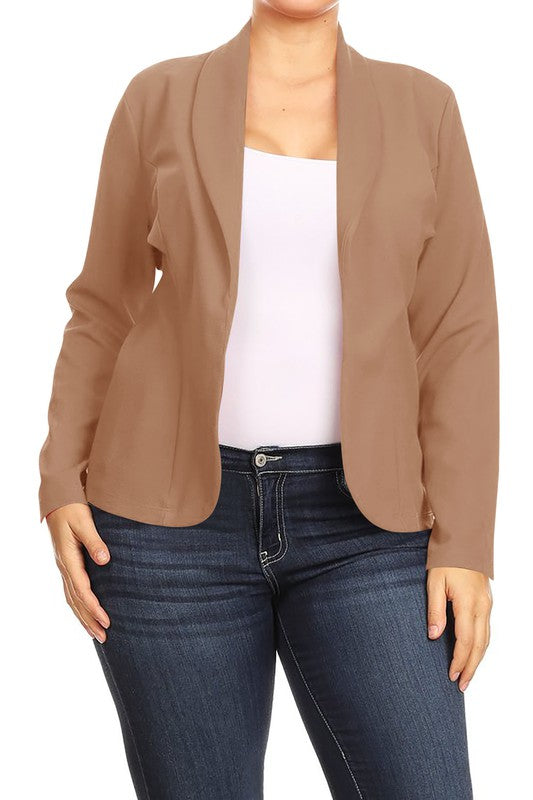 Open front Long sleeves Waist length blazer jacket Moa Collection