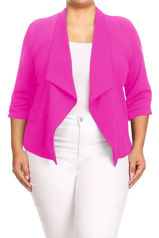 Plus size Solid waist length jacket in a loose fit Moa Collection