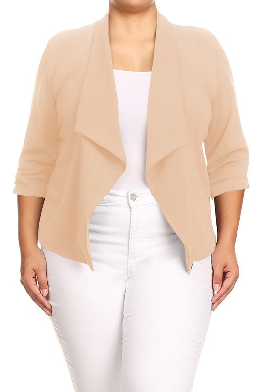 Plus size Solid waist length jacket in a loose fit Moa Collection