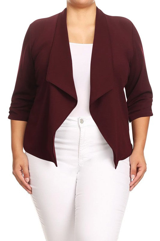 Plus size Solid waist length jacket in a loose fit Moa Collection