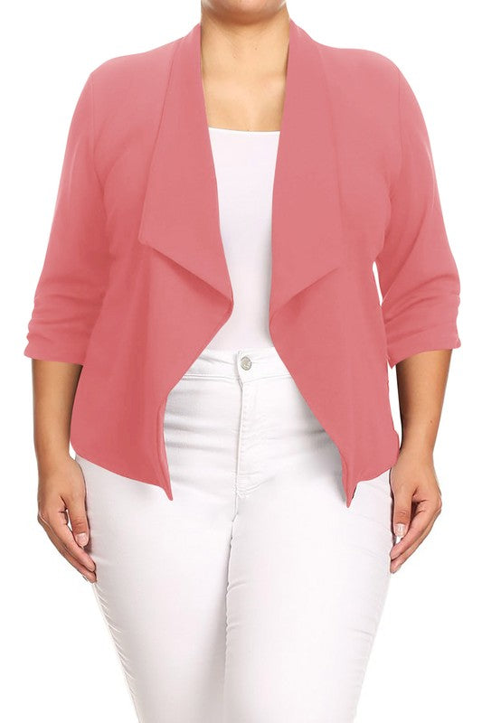 Plus size Solid waist length jacket in a loose fit Moa Collection