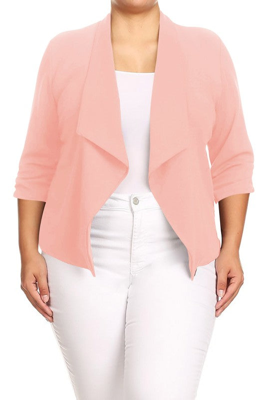 Plus size Solid waist length jacket in a loose fit Moa Collection